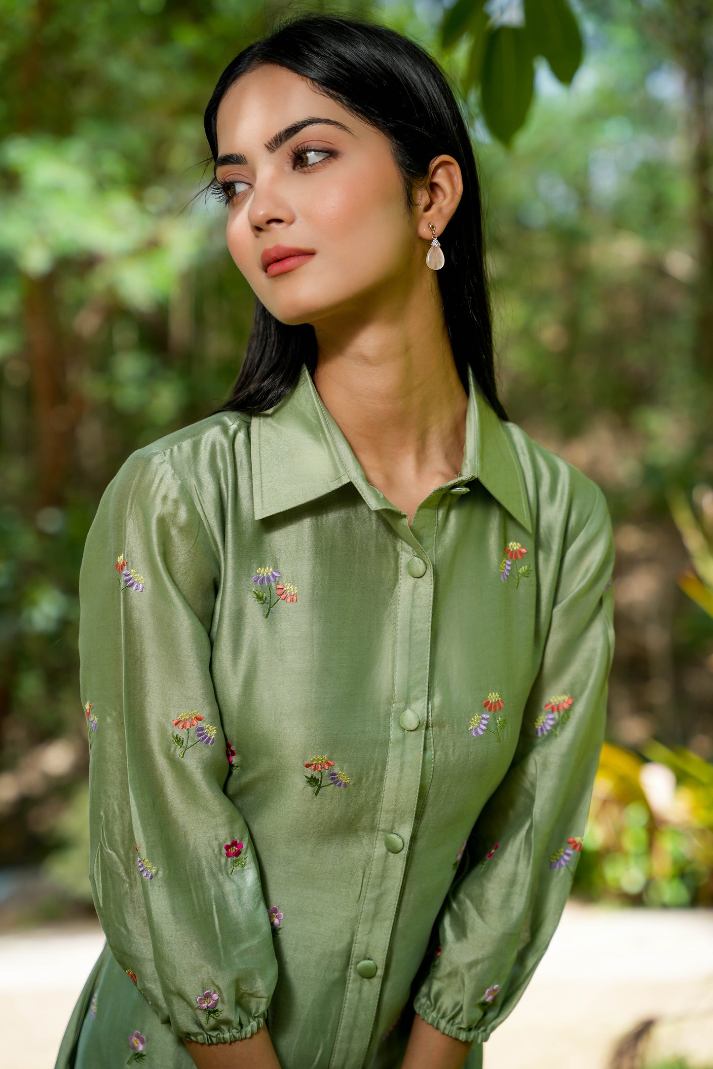 Green Opulance Embroidered Dress