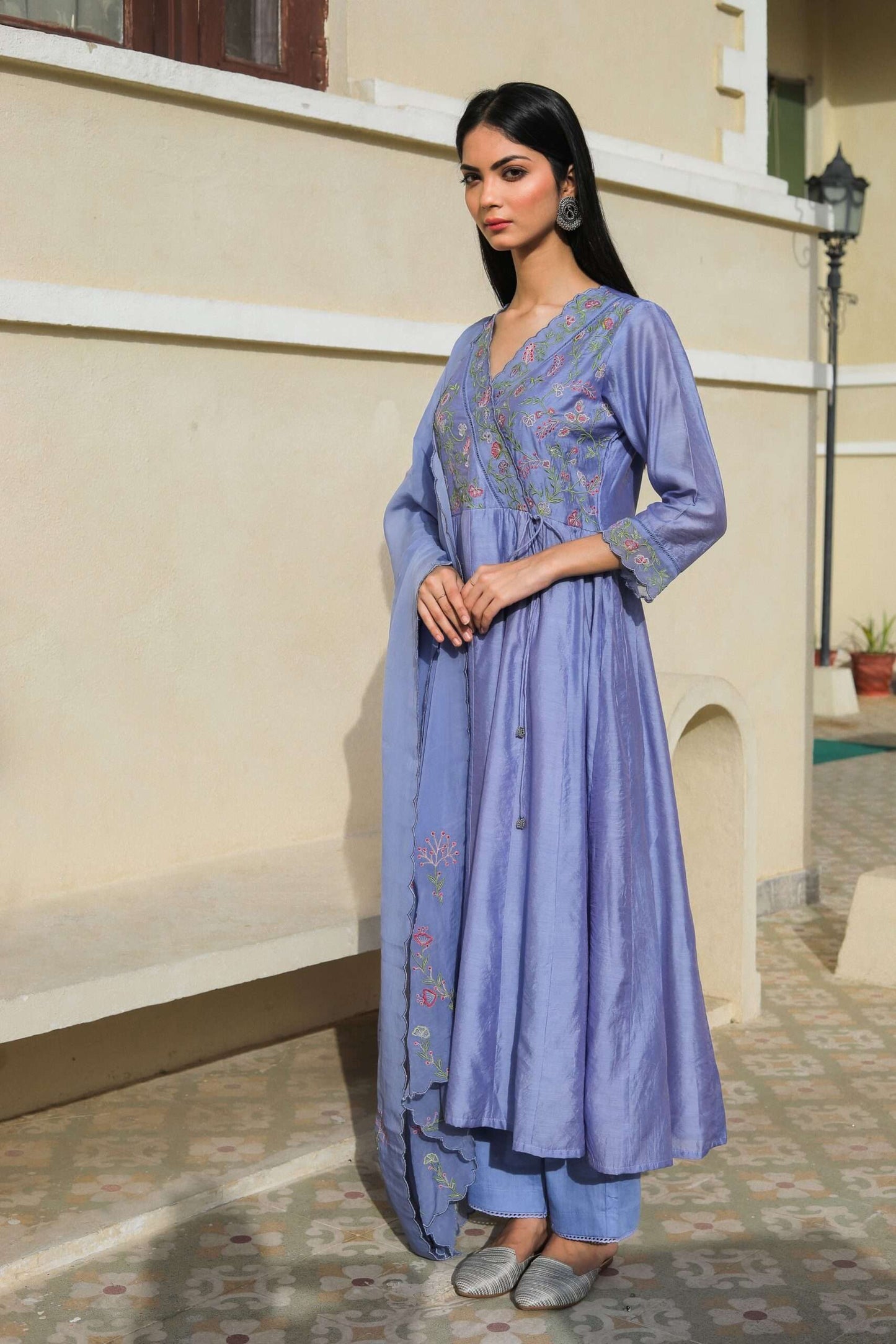 CORNFLOWER BLUE ANARKALI SET OF 3