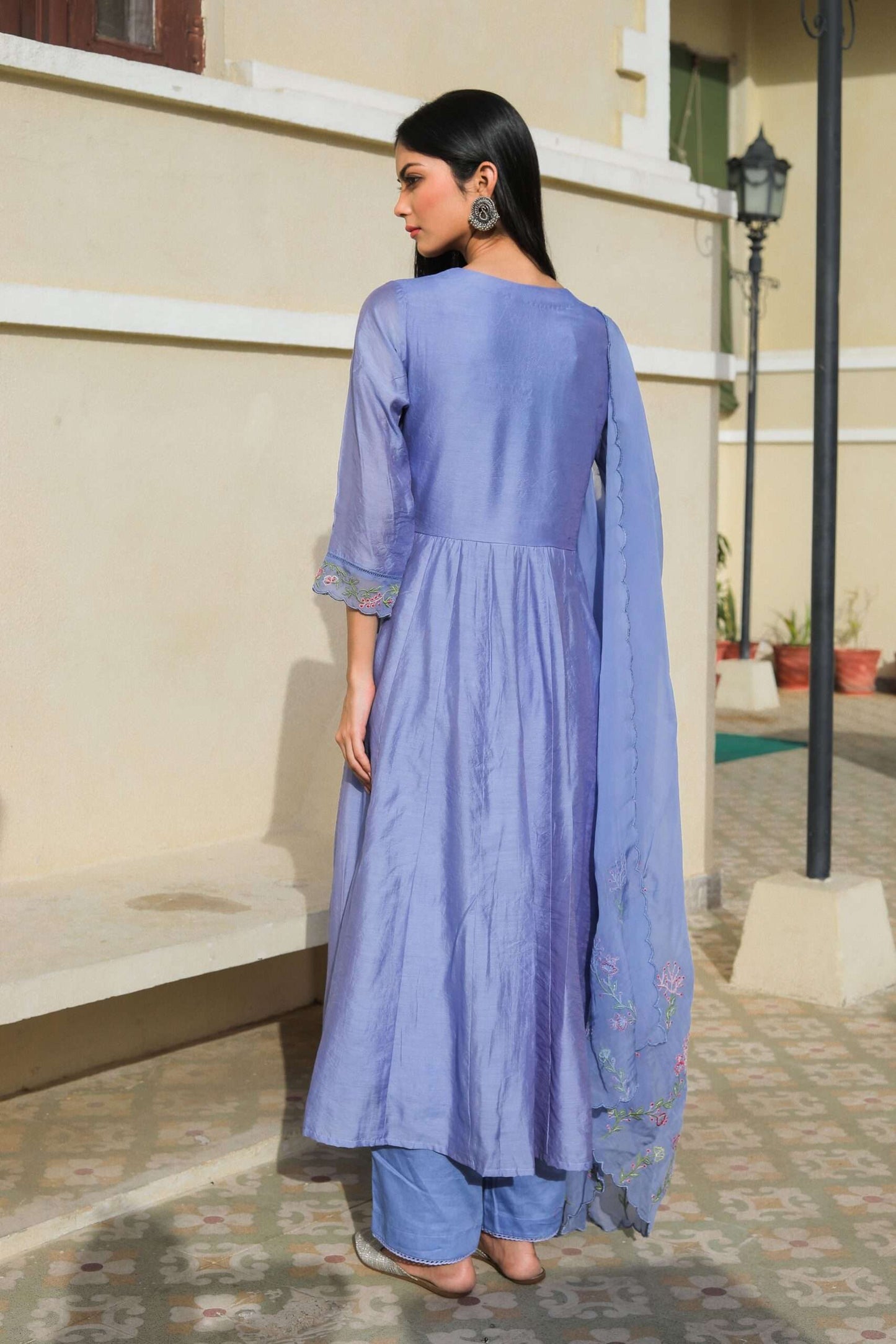 CORNFLOWER BLUE ANARKALI SET OF 3