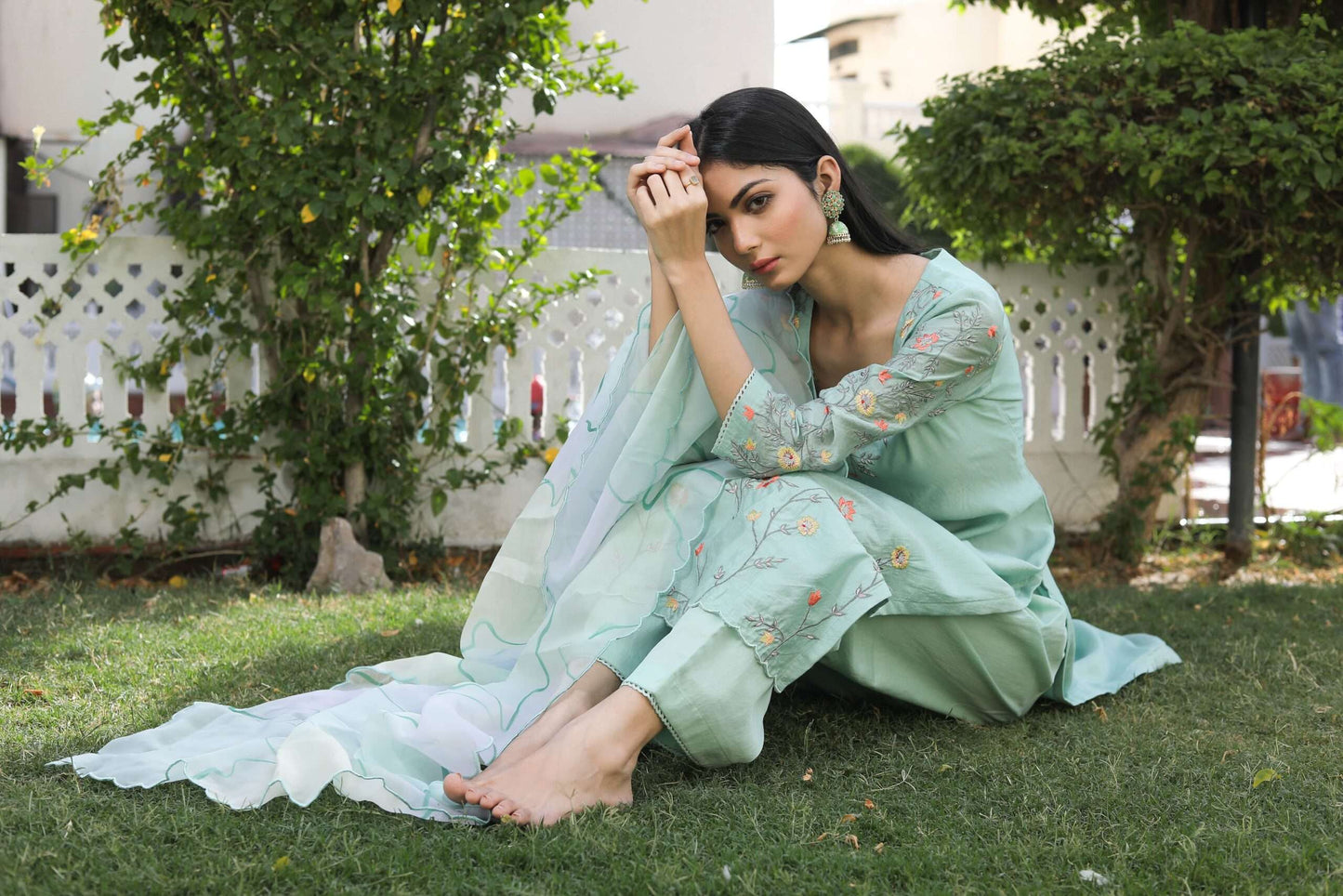 MINT GREEN ROSE KURTA SET OF 3