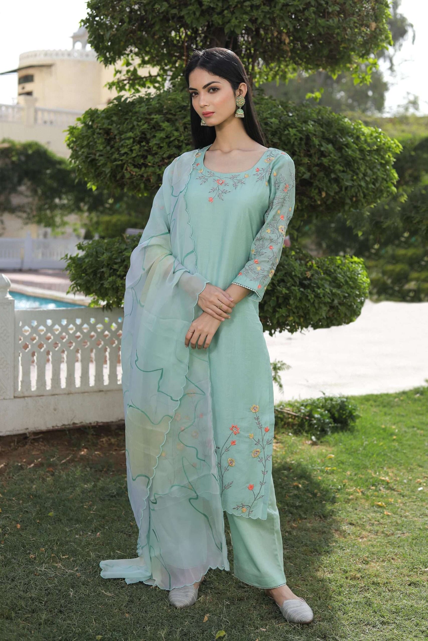 MINT GREEN ROSE KURTA SET OF 3