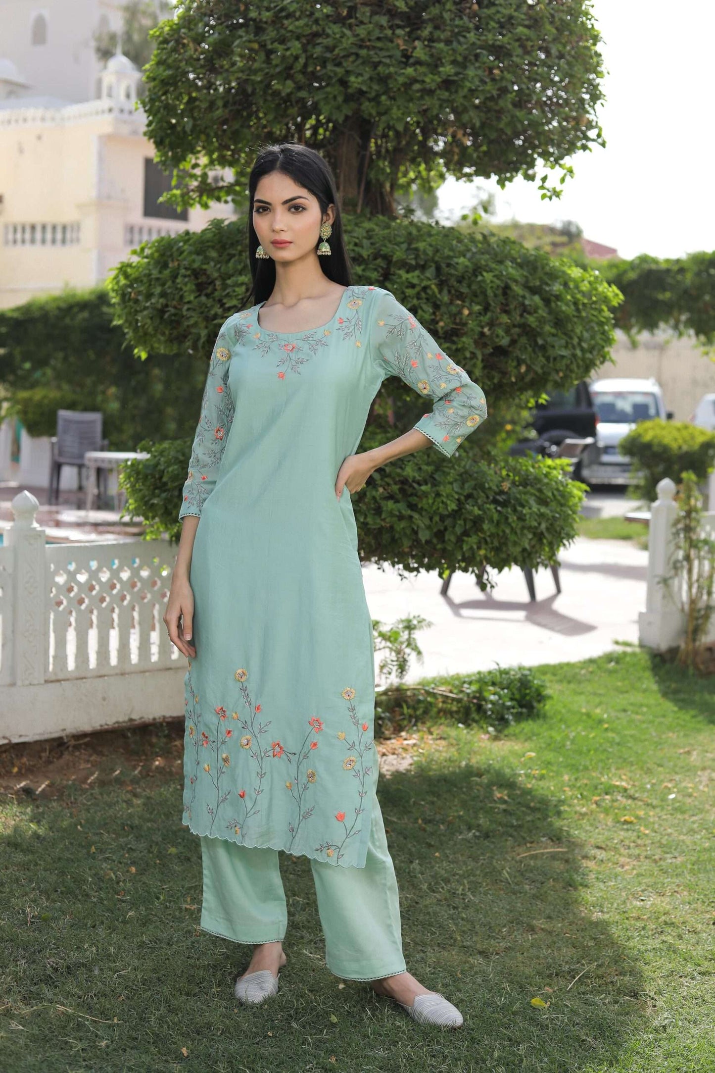 MINT GREEN ROSE KURTA SET OF 3