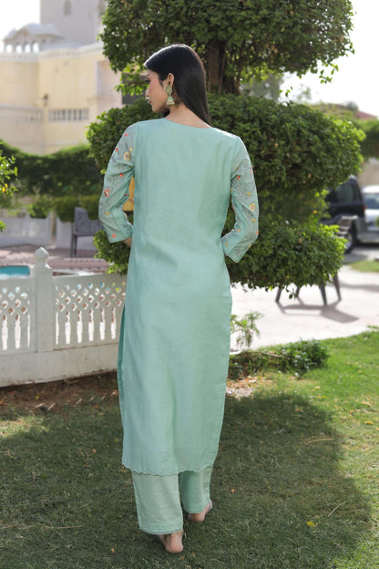 MINT GREEN ROSE KURTA SET OF 3