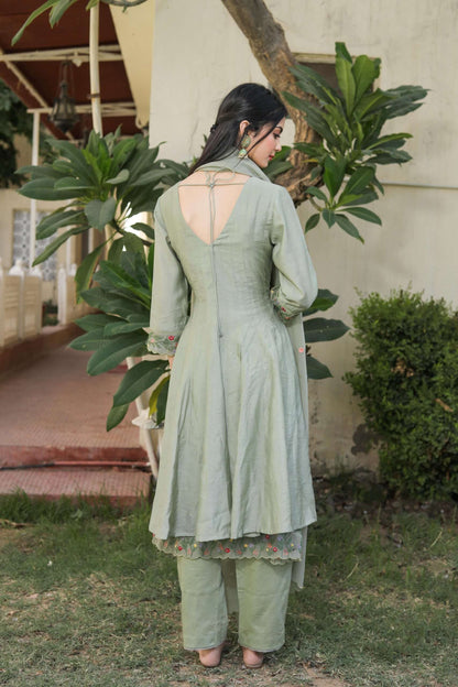 OLIVE GREEN ANARKALI SET OF 3