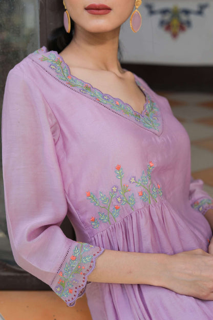 LILAC EMBROIDERED DRESS