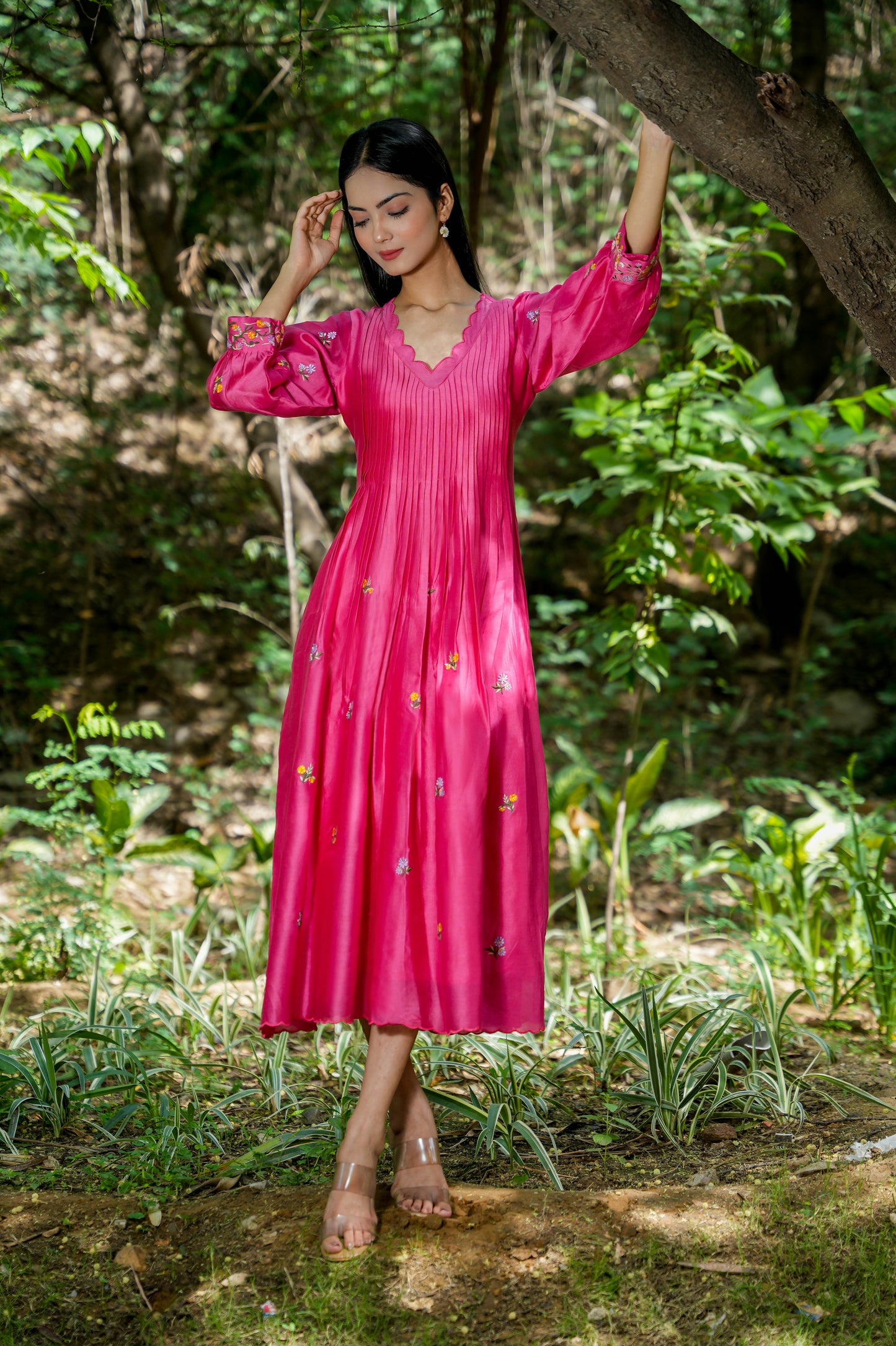 Pink Petal Embroidered Dress