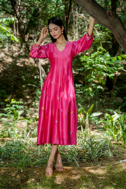 Pink Petal Embroidered Dress