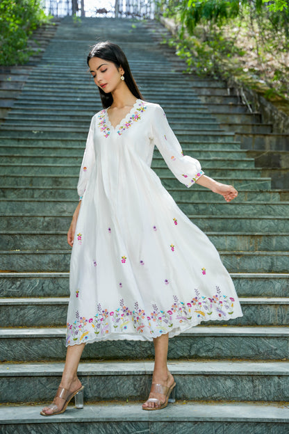 White Delight Embroidered Dress