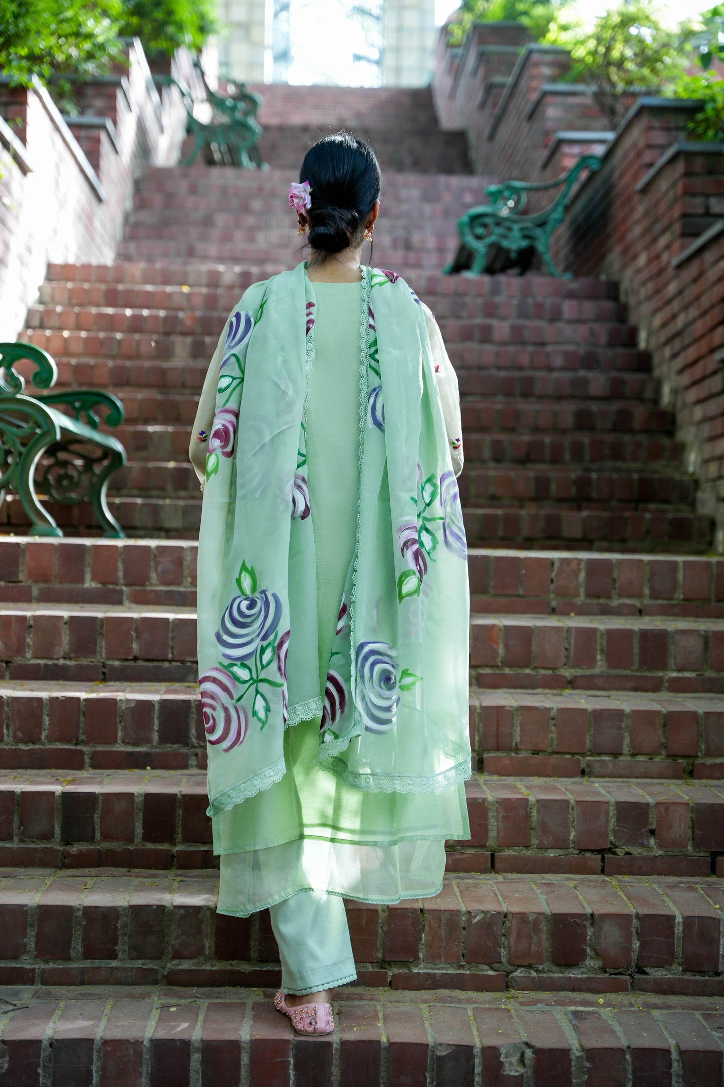 Emerald Forest Hand Embroidered Kurta Set of 3