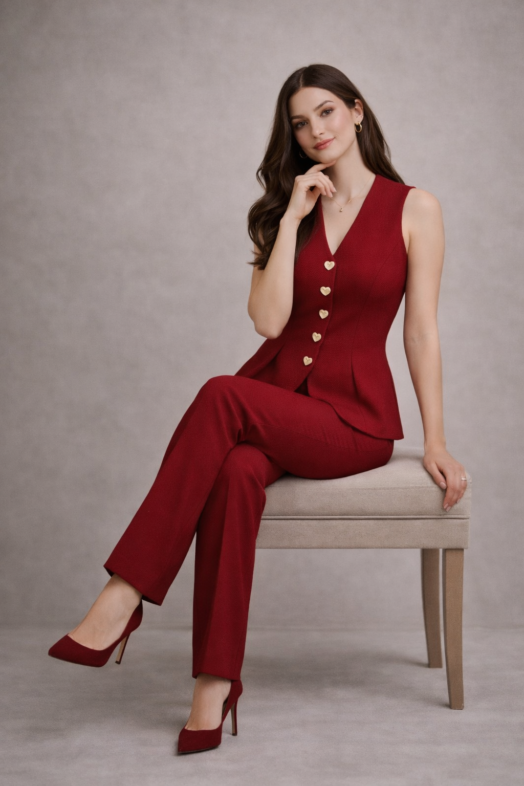 Cherry red power waistcoat set