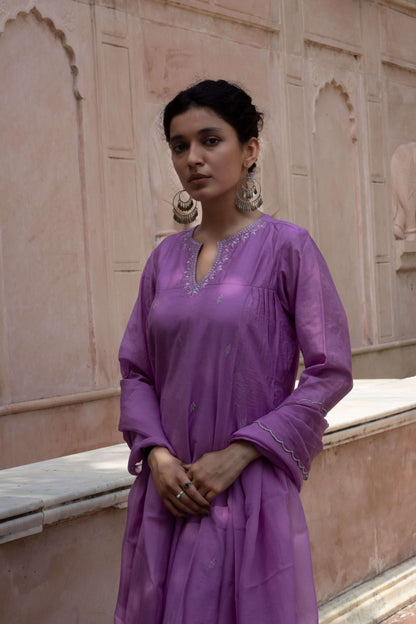 PURPLE EMBROIDERED KURTA SET OF 3