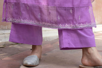 PURPLE EMBROIDERED KURTA SET OF 3