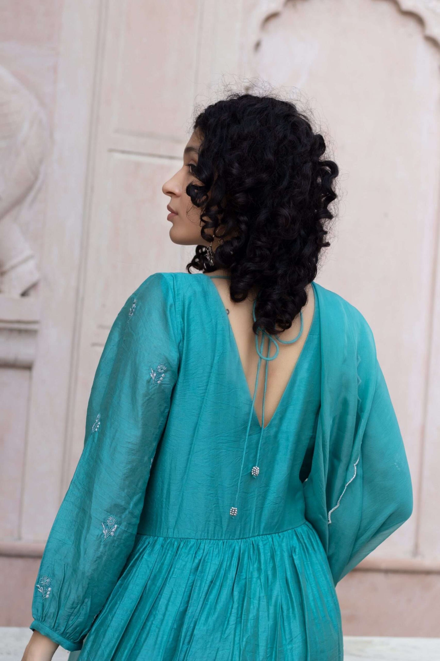 TEAL EMBROIDERED KURTA SET OF 2