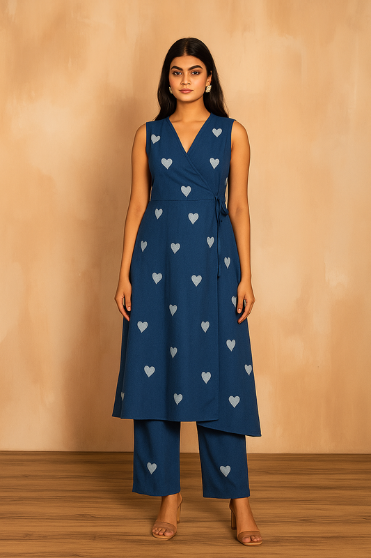 Blue Wrap Love Co-ord Set