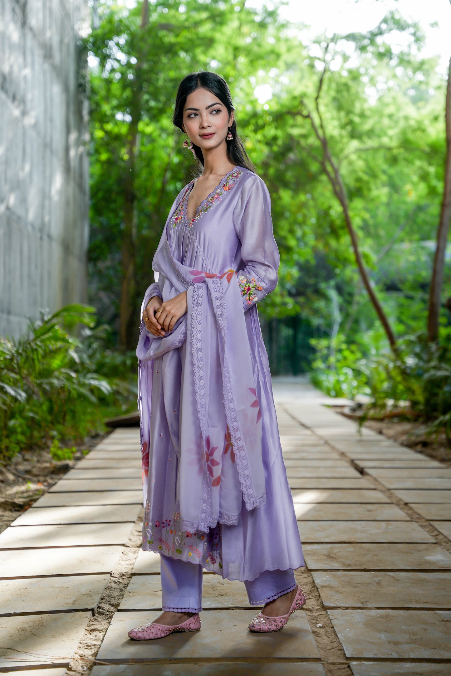 Serene Lilac Hand Embroidered Kurta Set of 3