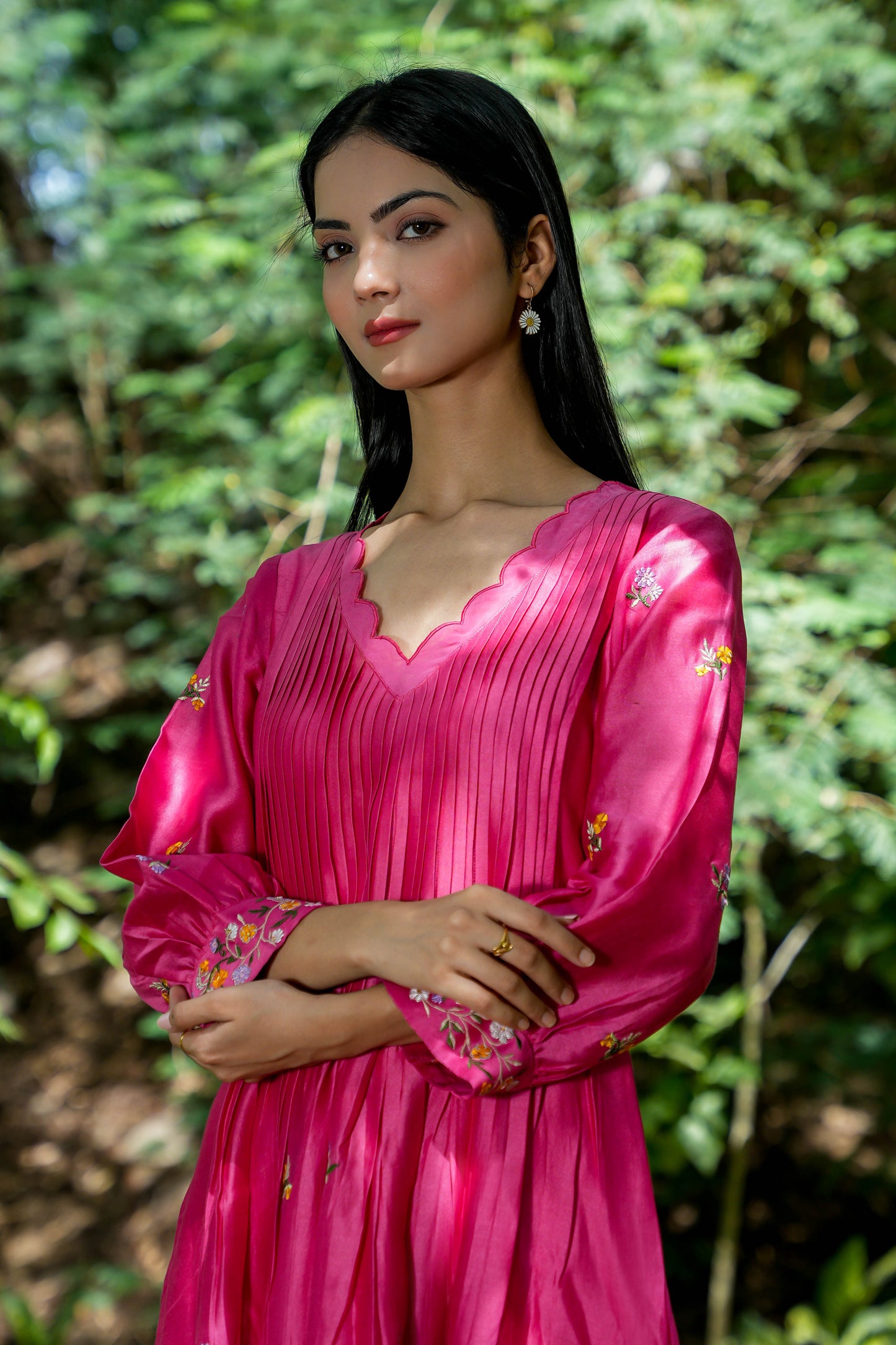 Pink Petal Embroidered Dress