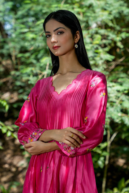 Pink Petal Embroidered Dress