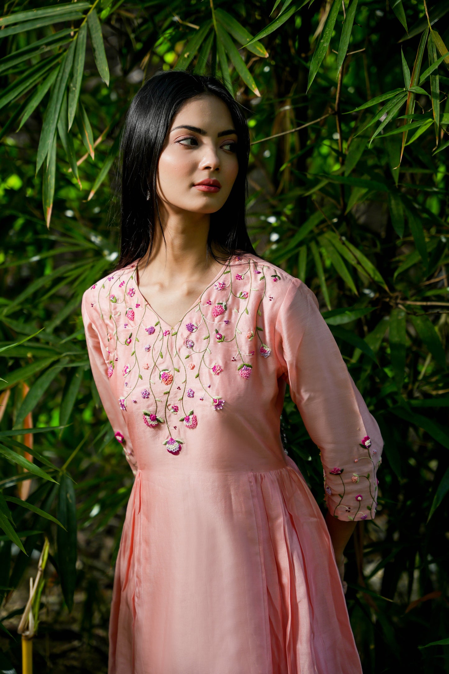 Peachy Dream Hand Embroidered Dress