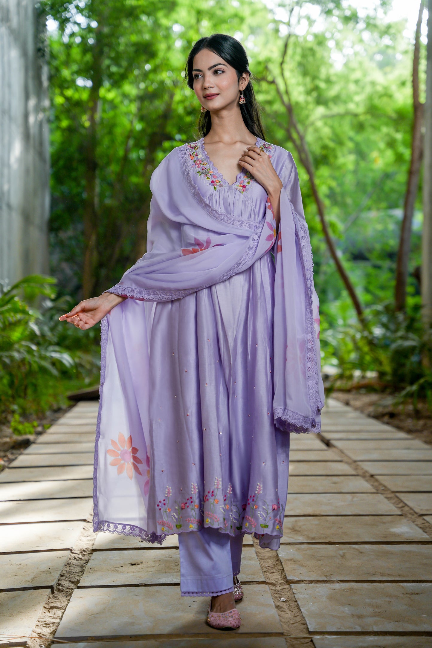 Serene Lilac Hand Embroidered Kurta Set of 3