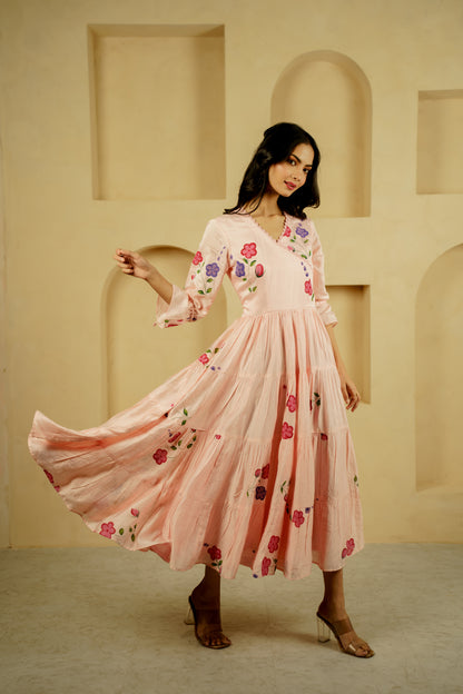 Pink Floral Cascade Elegance Dress