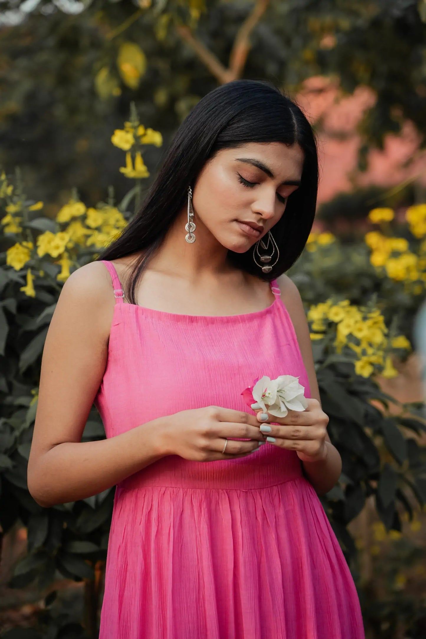 Pink Crinkled Cotton Dress