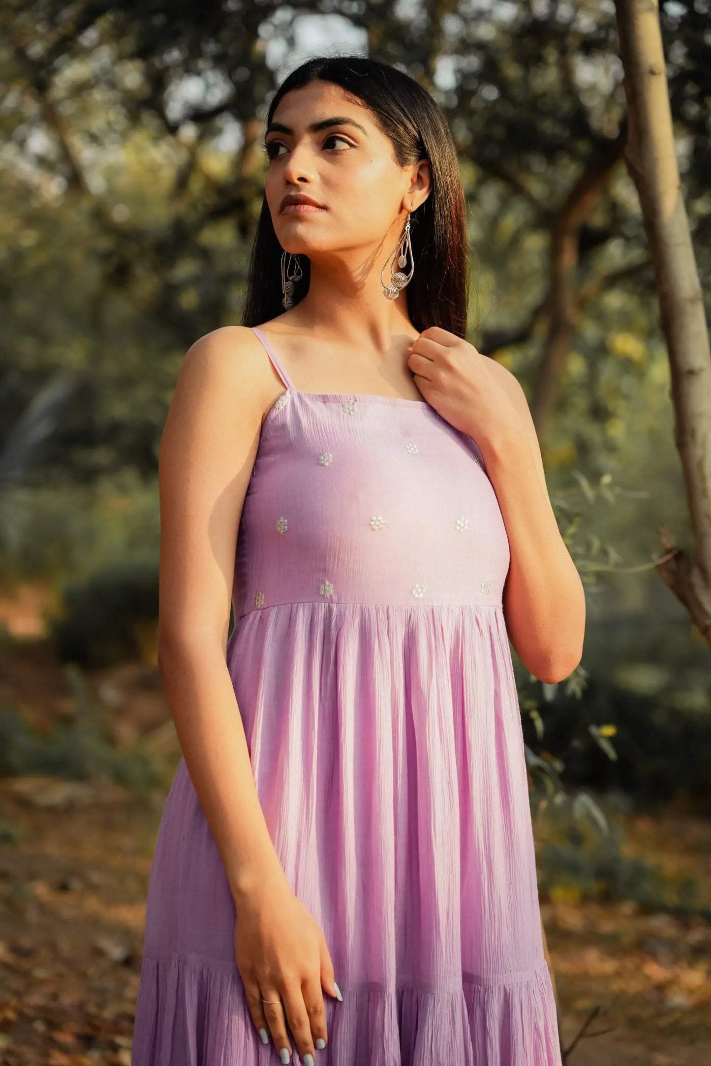 Lilac Crinkled Cotton Dress