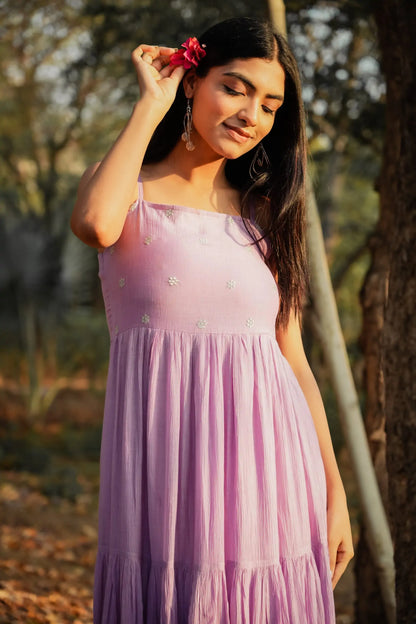 Lilac Crinkled Cotton Dress