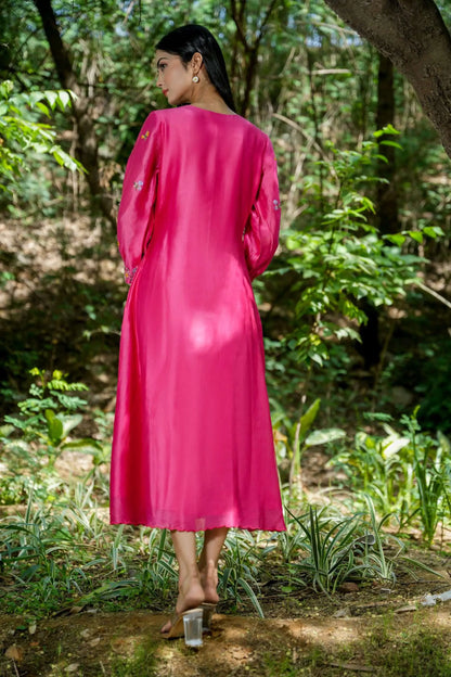 Pink Petal Embroidered Dress