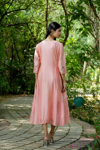 Peachy Dream Hand Embroidered Dress