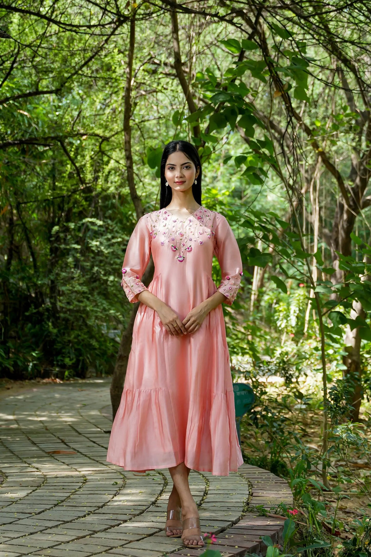 Peachy Dream Hand Embroidered Dress