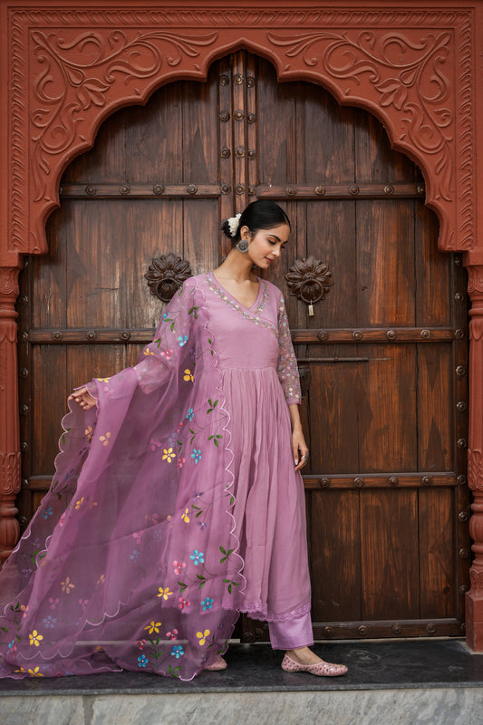 Lilac Blossom Anarkali Set of 3