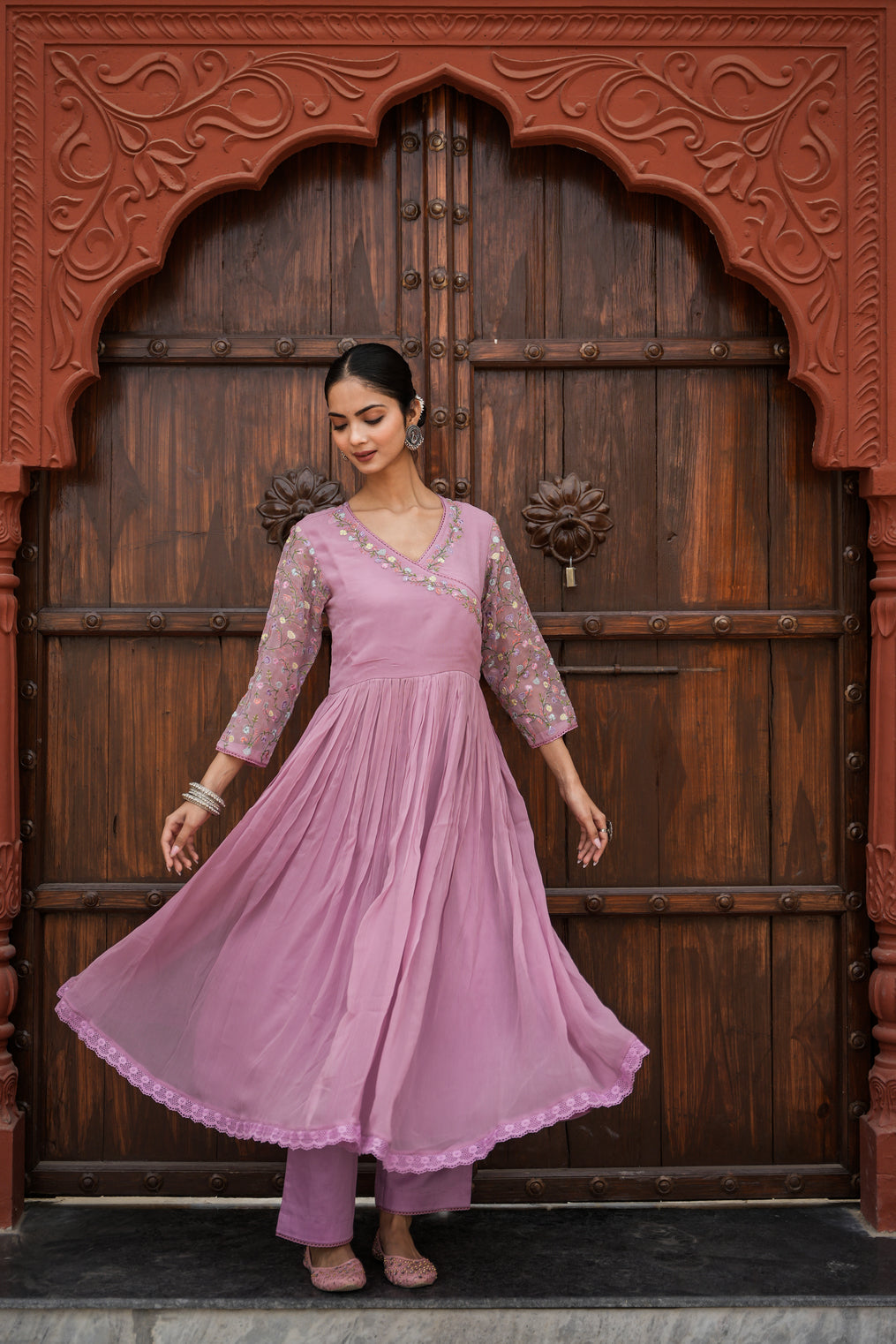 Lilac Blossom Anarkali Set of 3