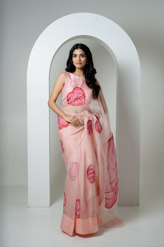 Dilkashi Handpainted Organza Saree