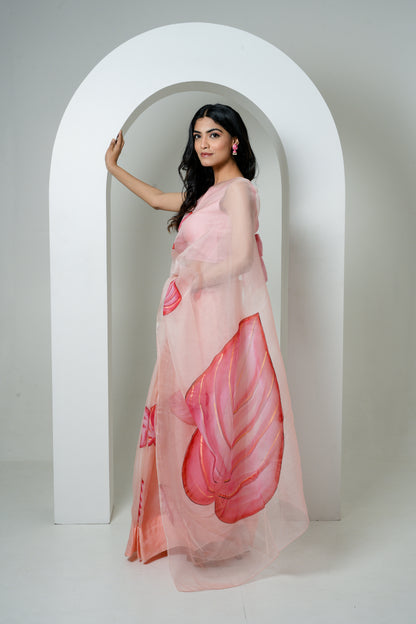 Dilkashi Handpainted Organza Saree