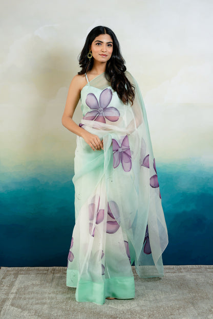 UNS Handpainted Ombré Organza Saree