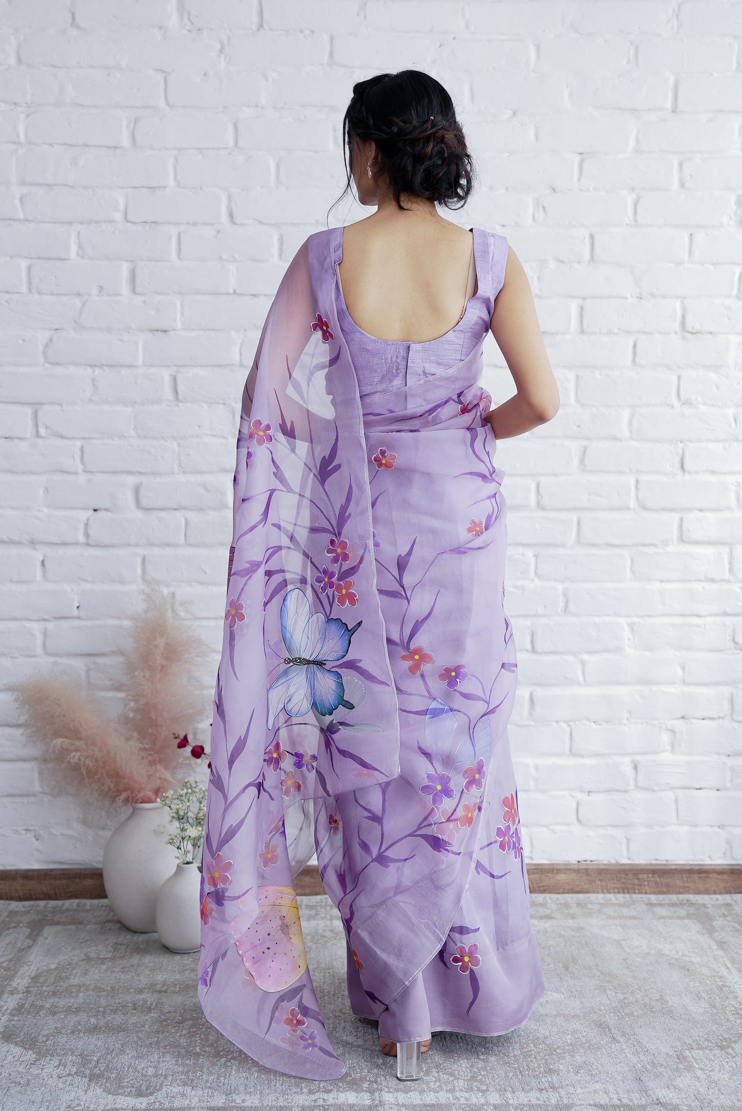 Aqidat Handpainted Organza Saree