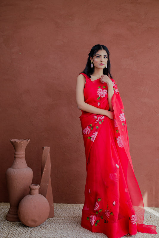 Junoon Handpainted Organza Saree