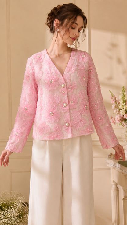 Petal Blush Embroidered Jacket