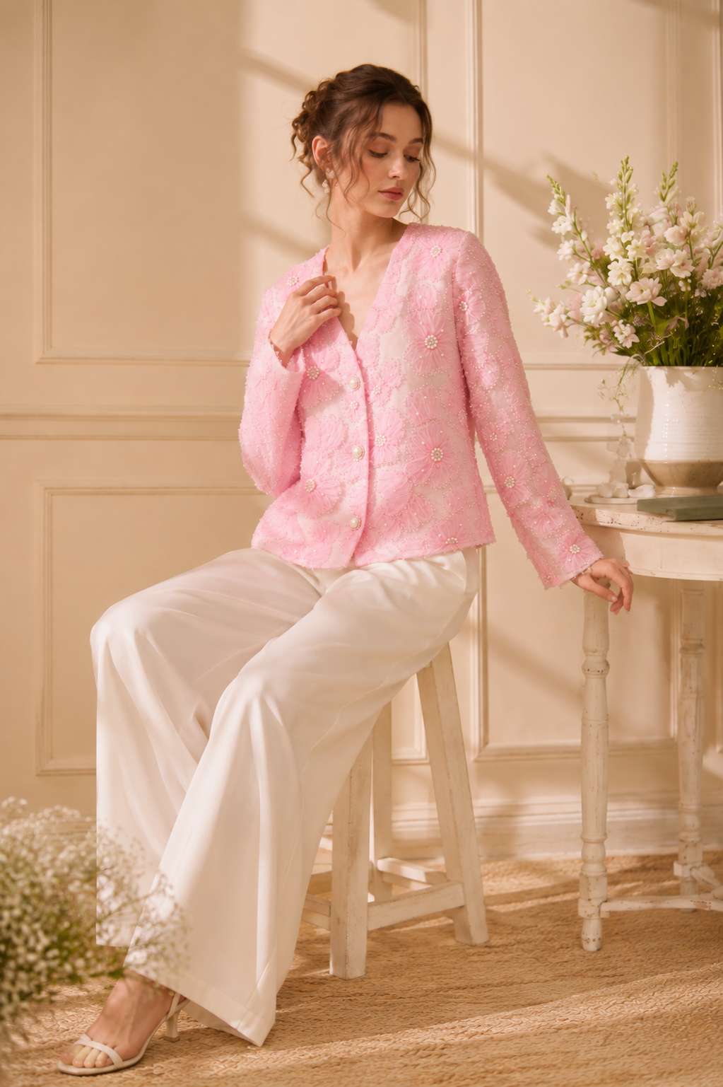 Petal Blush Embroidered Jacket