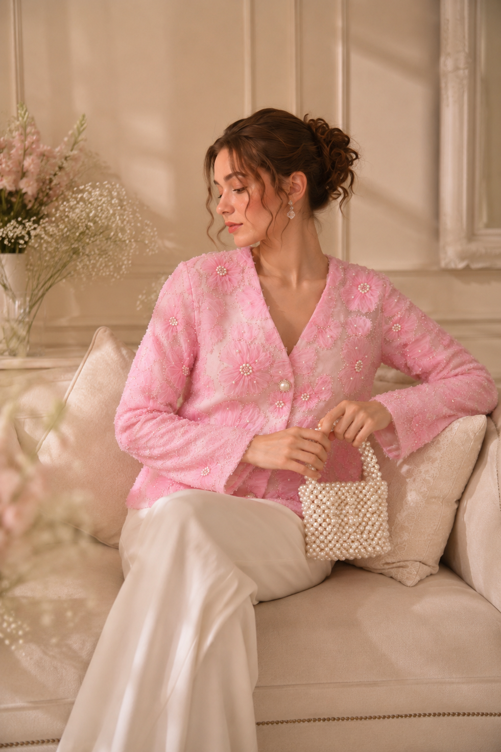 Petal Blush Embroidered Jacket