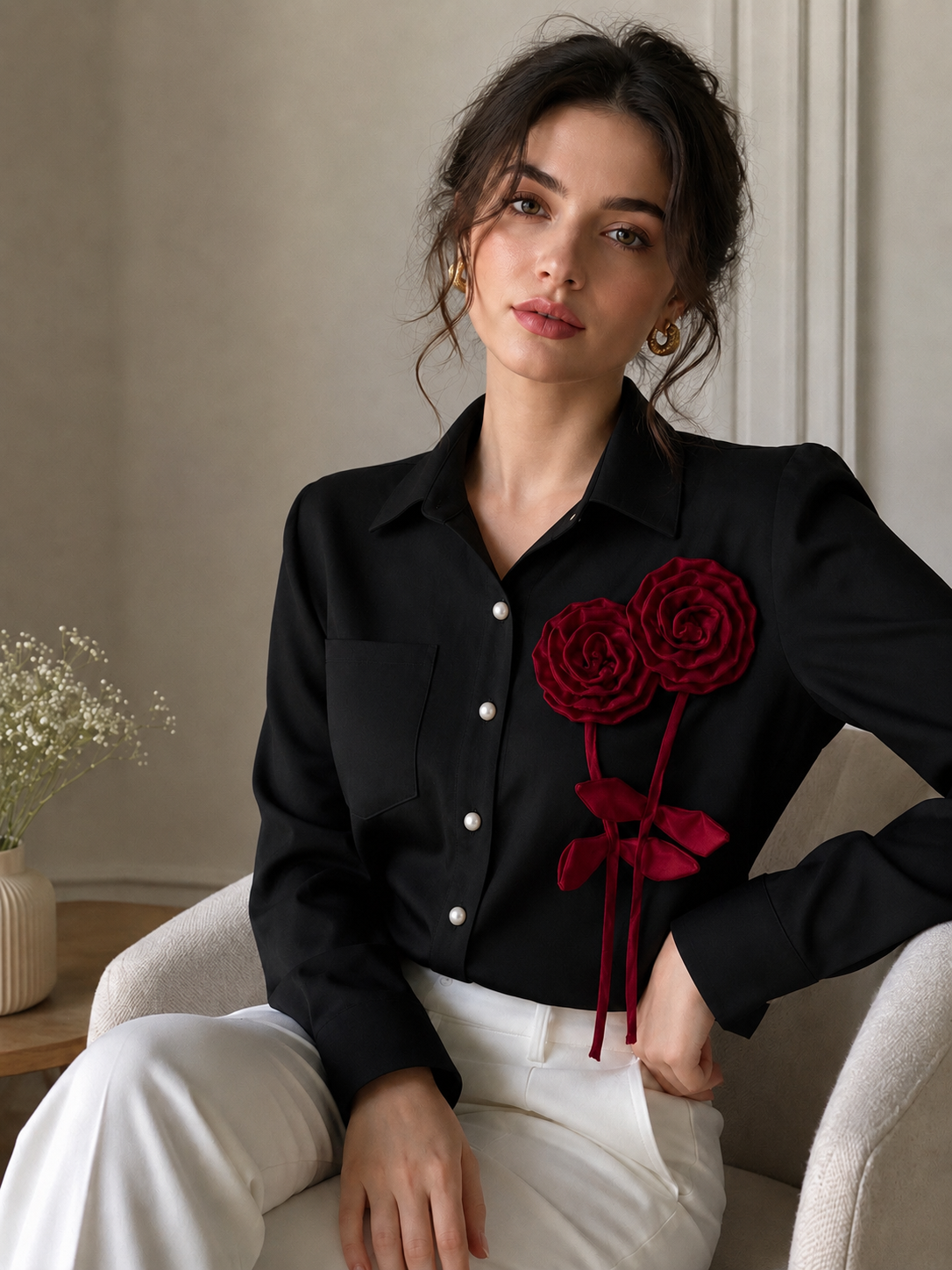 Crimson Bloom Shirt