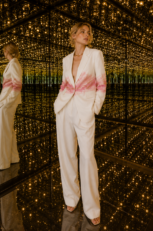 Pink Tides Handpainted Blazer Set