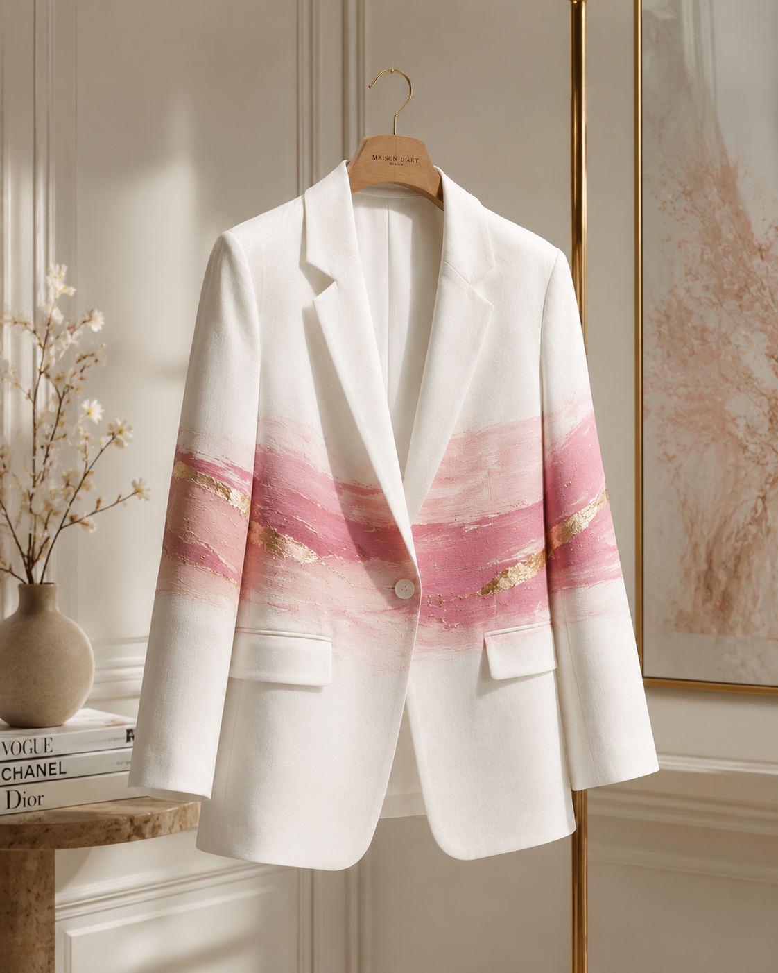 Pink Tides Handpainted Blazer Set