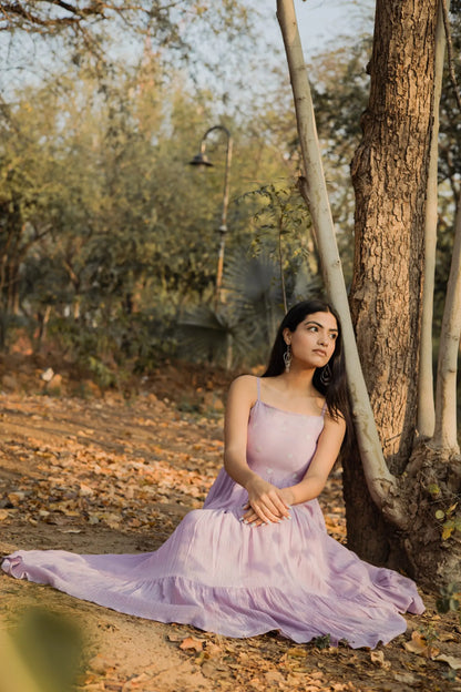 Lilac Crinkled Cotton Dress