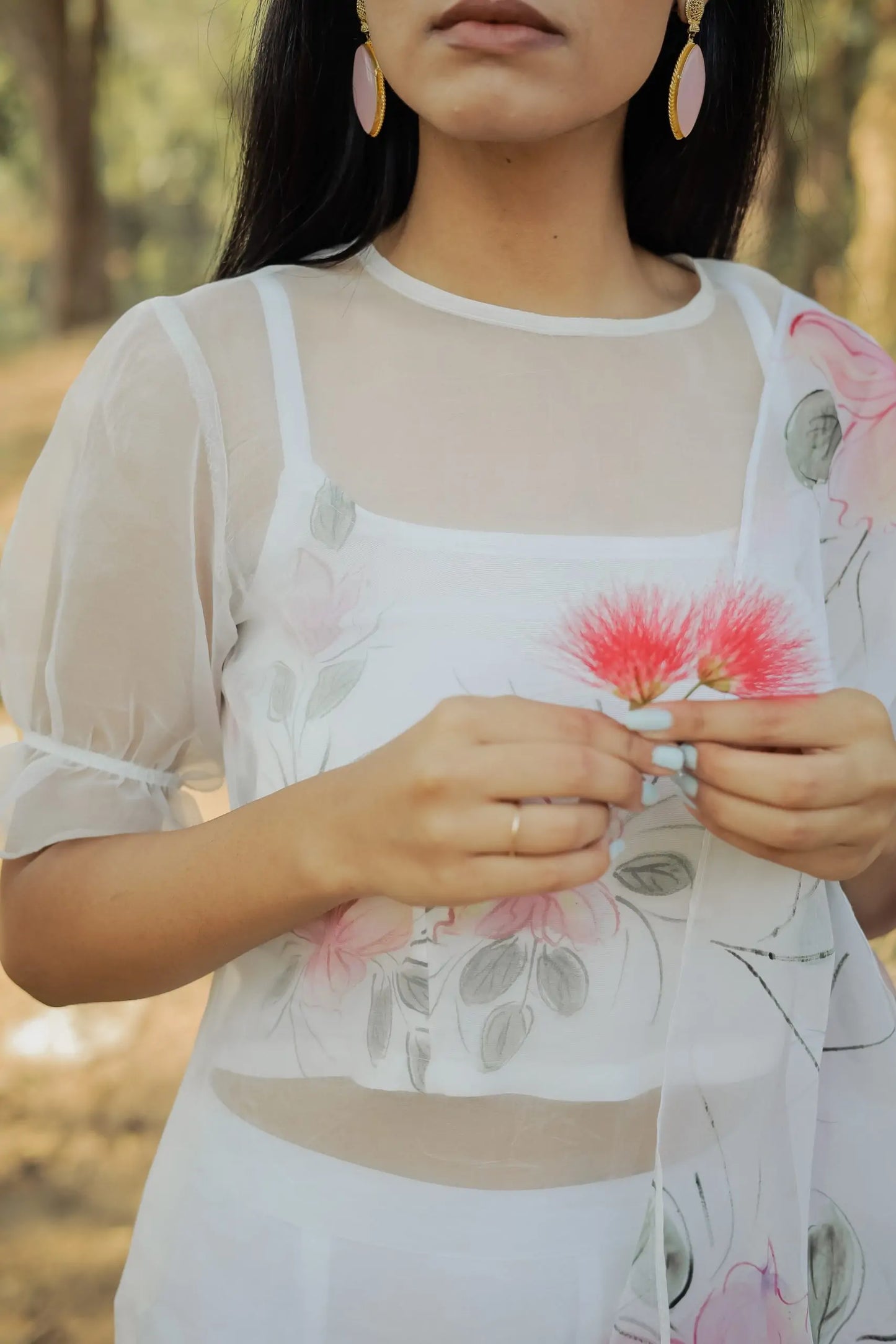 Organza Kurta With Handpainted Dupatta