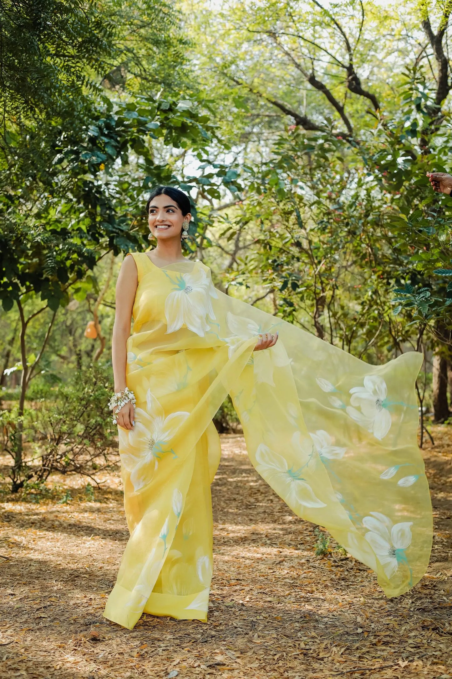 Sunshine Mist (Handpainted Organza Saree)