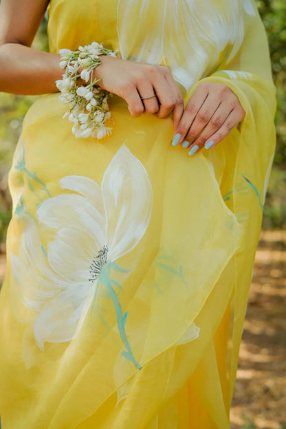 Sunshine Mist (Handpainted Organza Saree)