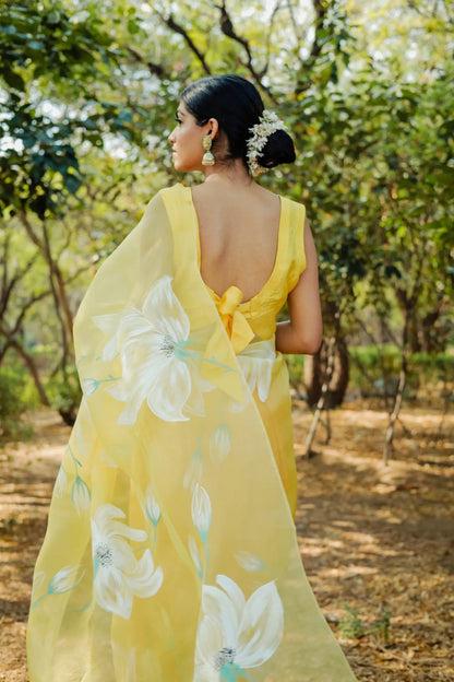 Sunshine Mist (Handpainted Organza Saree)