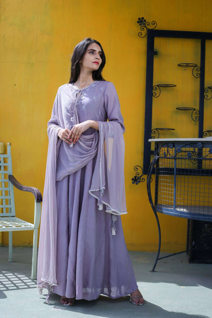 LAVENDER GREY ANARKALI SET OF 2