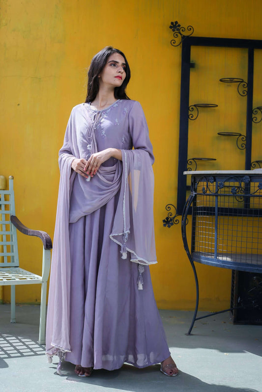 LAVENDER GREY ANARKALI SET OF 2